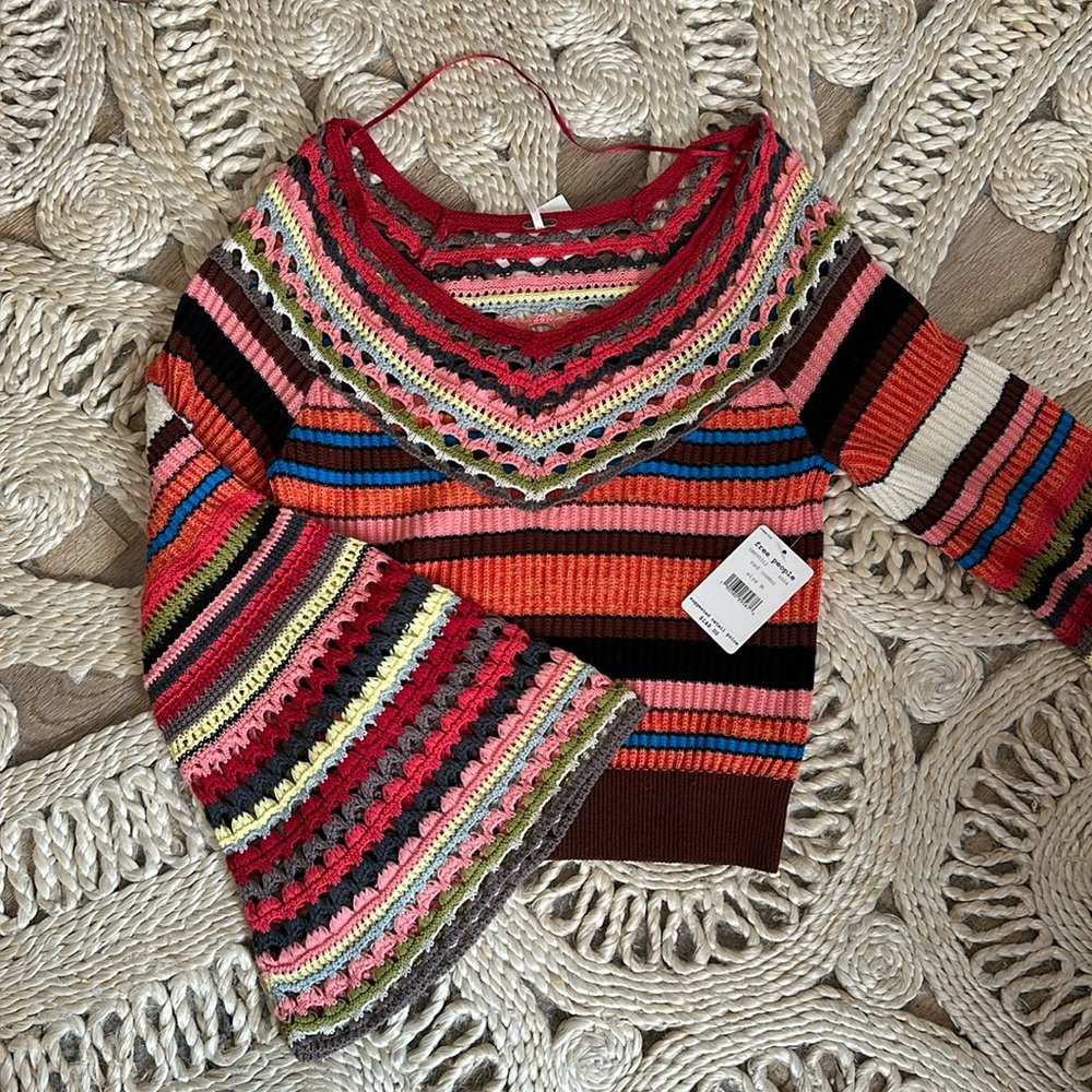 Free people colorful, bell sleeves top